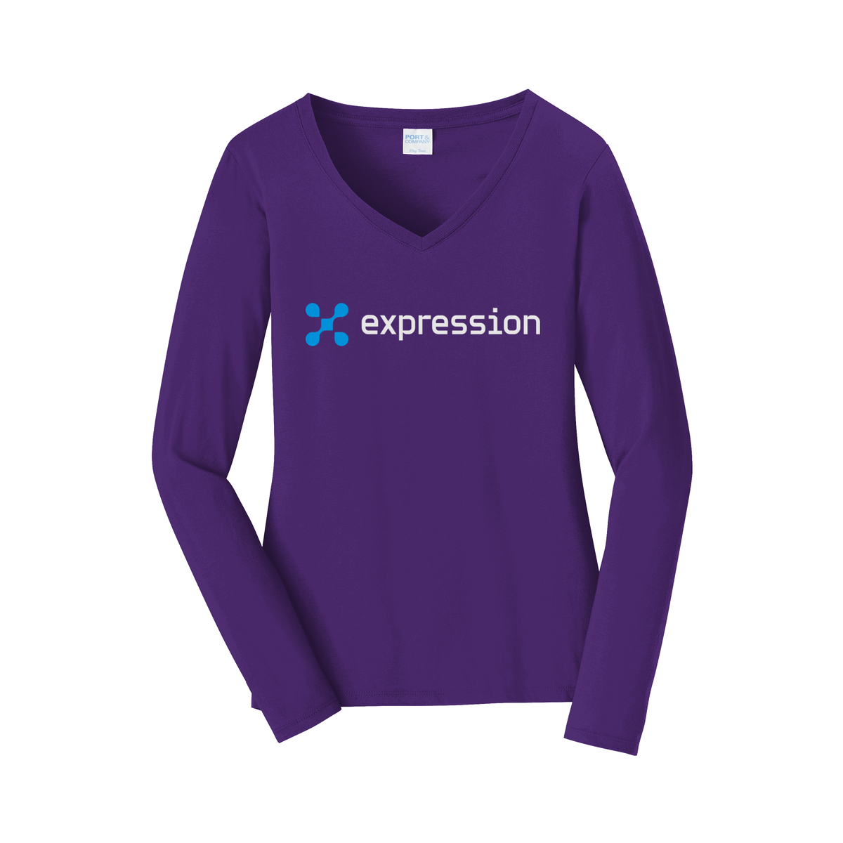 expr-womens-long-sleeve-v-neck-dtf-front-LPC450VLS-teampurple-flat-front