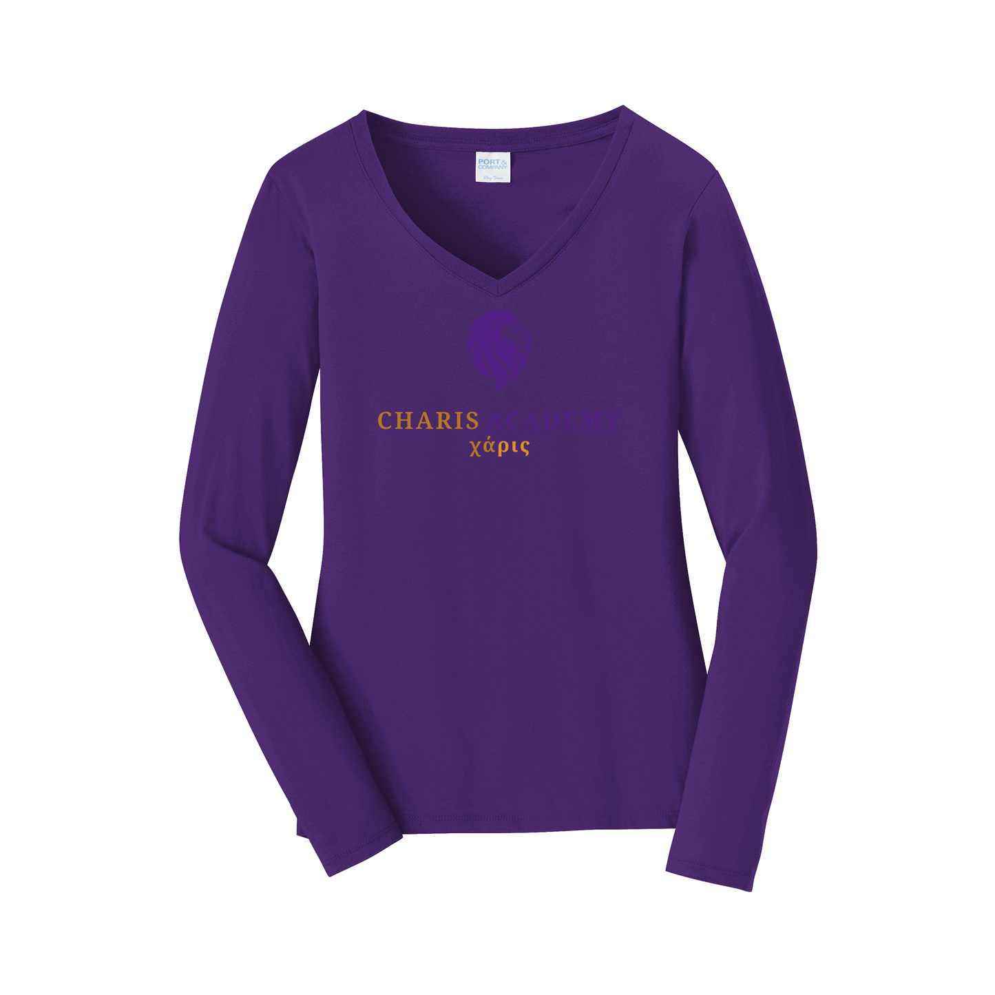 cahazleton-womens-long-sleeve-v-neck-dtf-front-LPC450VLS-teampurple-flat-front