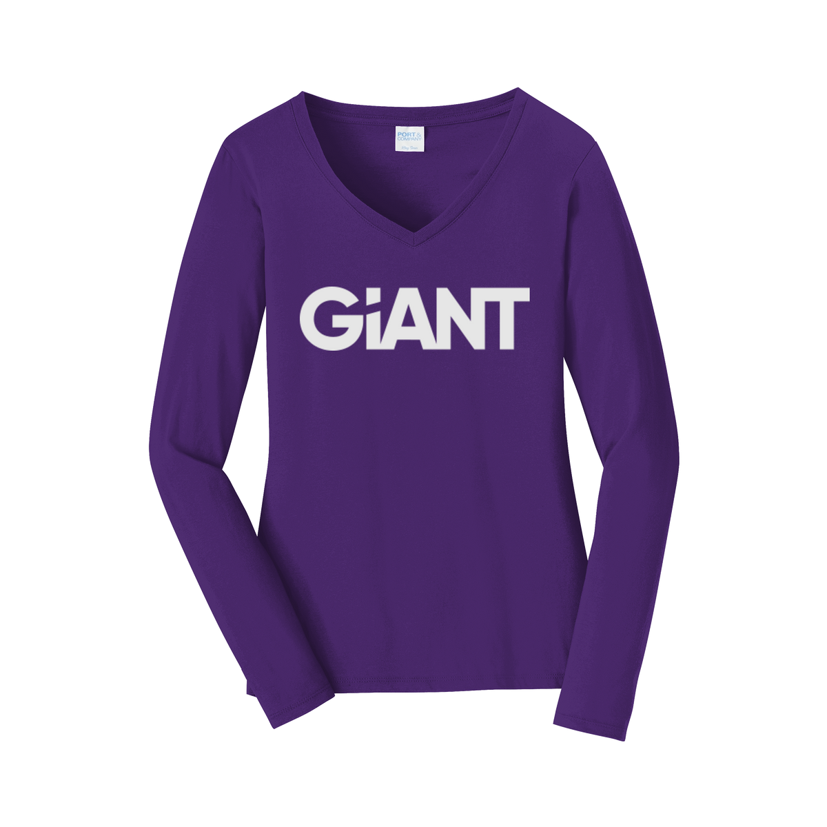 giantworldwide-womens-long-sleeve-v-neck-dtf-front-LPC450VLS-teampurple-flat-front