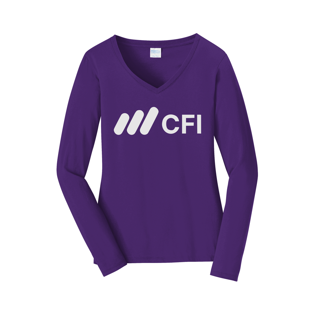 corporatefinanceinstitute-womens-long-sleeve-v-neck-dtf-front-LPC450VLS-teampurple-flat-front