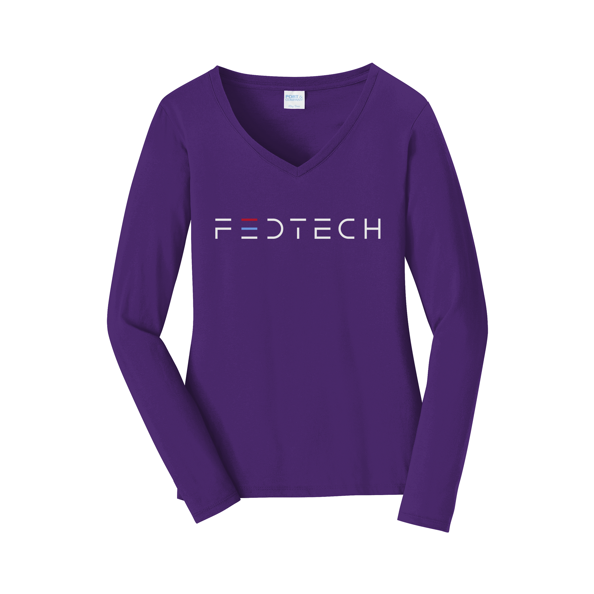 fedtech-womens-long-sleeve-v-neck-dtf-front-LPC450VLS-teampurple-flat-front