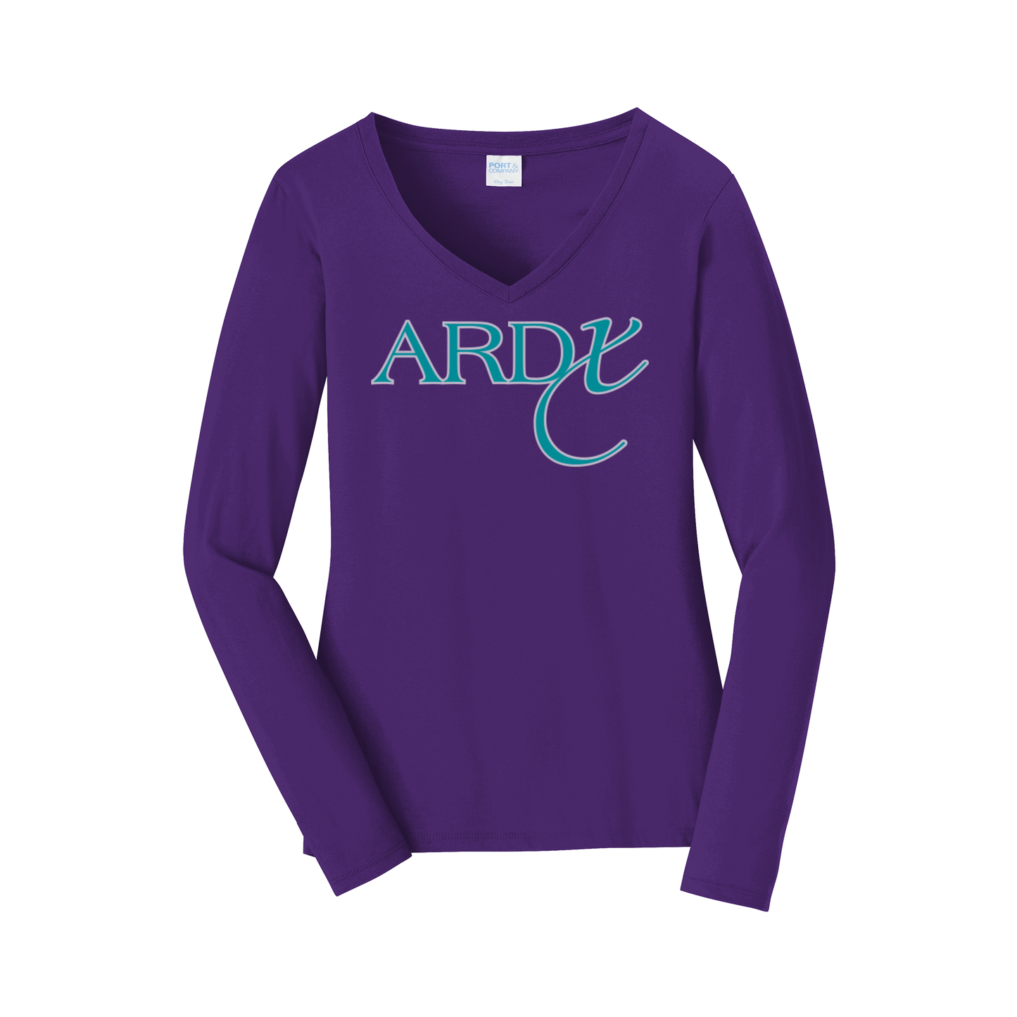 ardx-womens-long-sleeve-v-neck-dtf-front-LPC450VLS-teampurple-flat-front