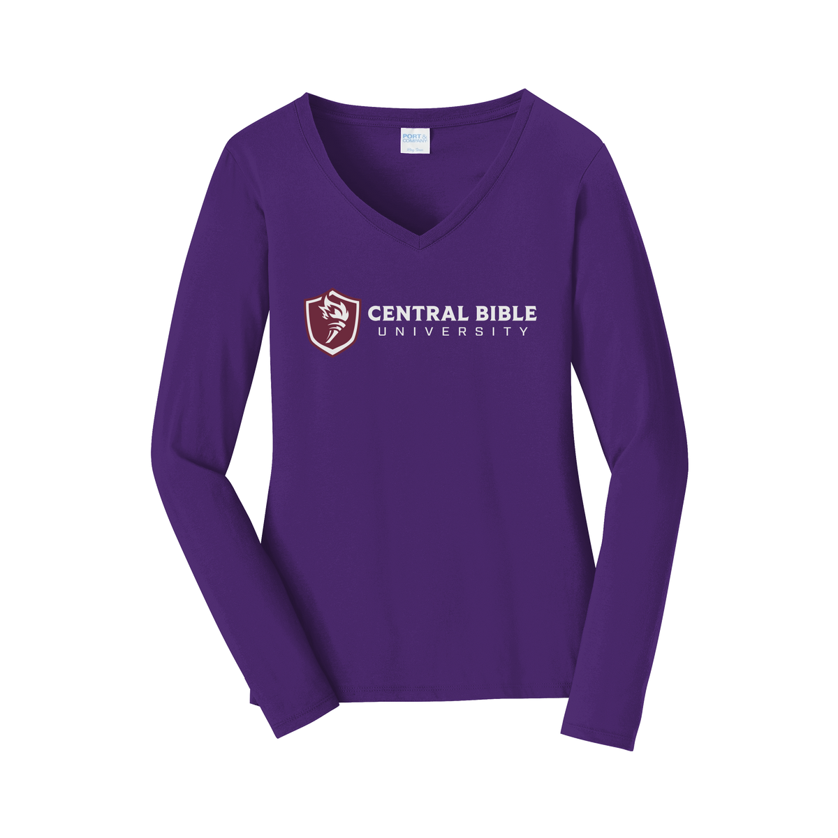 centralbible-womens-long-sleeve-v-neck-dtf-front-LPC450VLS-teampurple-flat-front