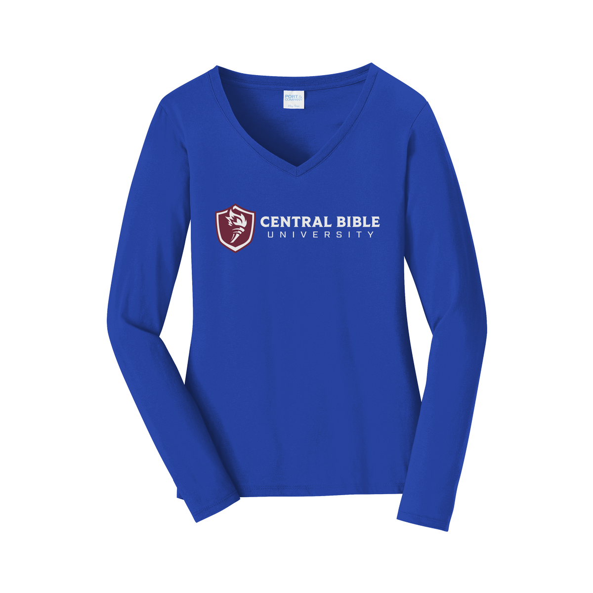centralbible-womens-long-sleeve-v-neck-dtf-front-LPC450VLS-trueroyal-flat-front