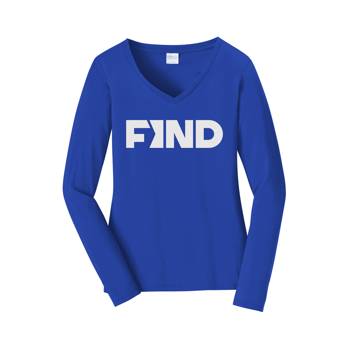 findrealestate-womens-long-sleeve-v-neck-dtf-front-LPC450VLS-trueroyal-flat-front