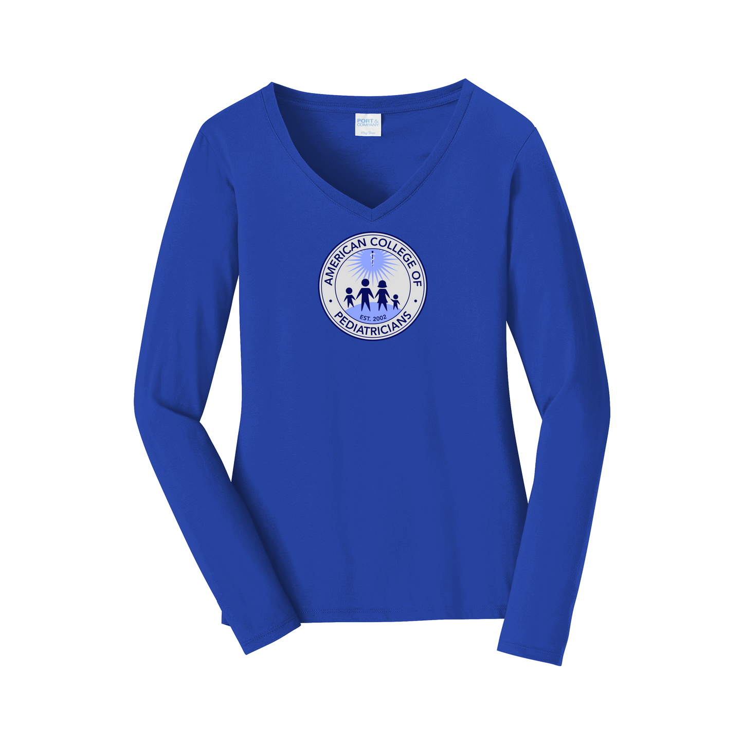 acpeds-womens-long-sleeve-v-neck-dtf-front-LPC450VLS-trueroyal-flat-front