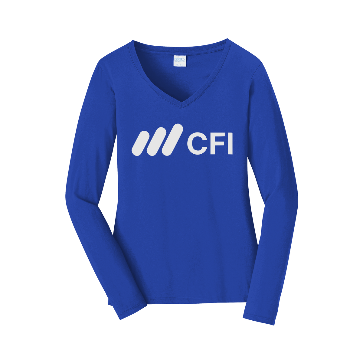corporatefinanceinstitute-womens-long-sleeve-v-neck-dtf-front-LPC450VLS-trueroyal-flat-front