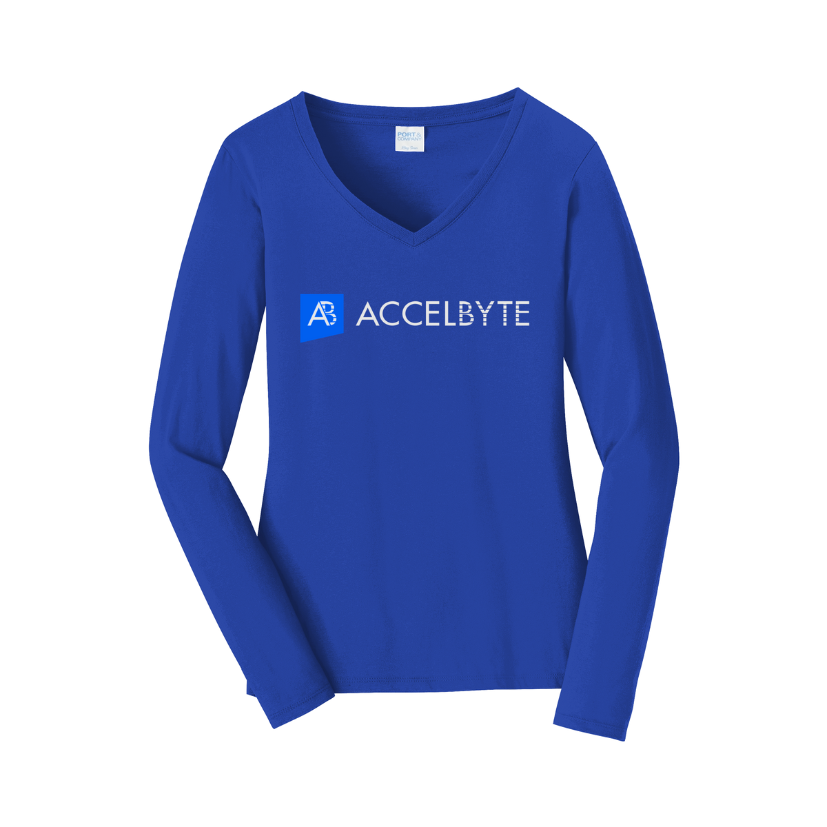 accelbyte-womens-long-sleeve-v-neck-dtf-front-LPC450VLS-trueroyal-flat-front