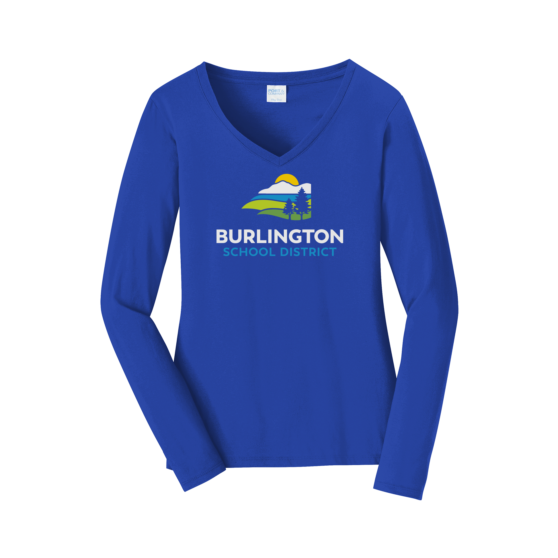 bsdvt-womens-long-sleeve-v-neck-dtf-front-LPC450VLS-trueroyal-flat-front