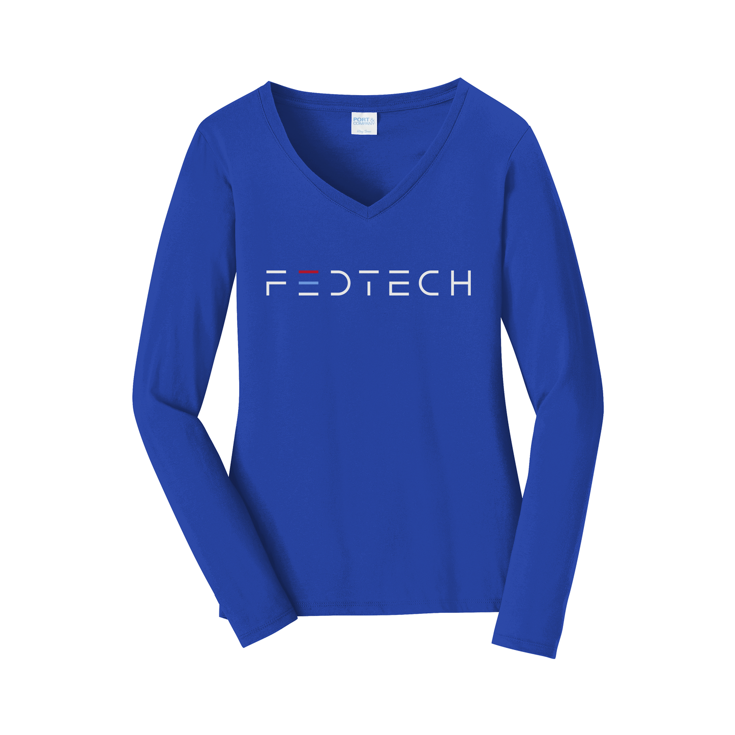 fedtech-womens-long-sleeve-v-neck-dtf-front-LPC450VLS-trueroyal-flat-front