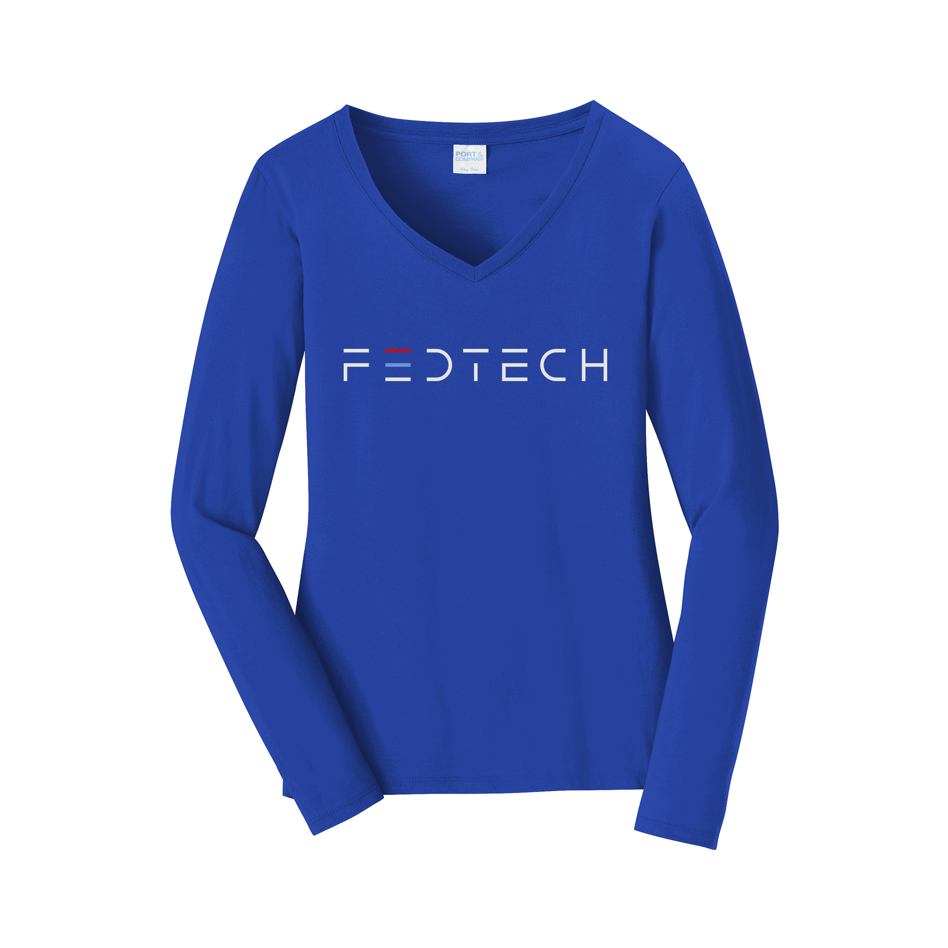 fedtech-womens-long-sleeve-v-neck-dtf-front-LPC450VLS-trueroyal-flat-front