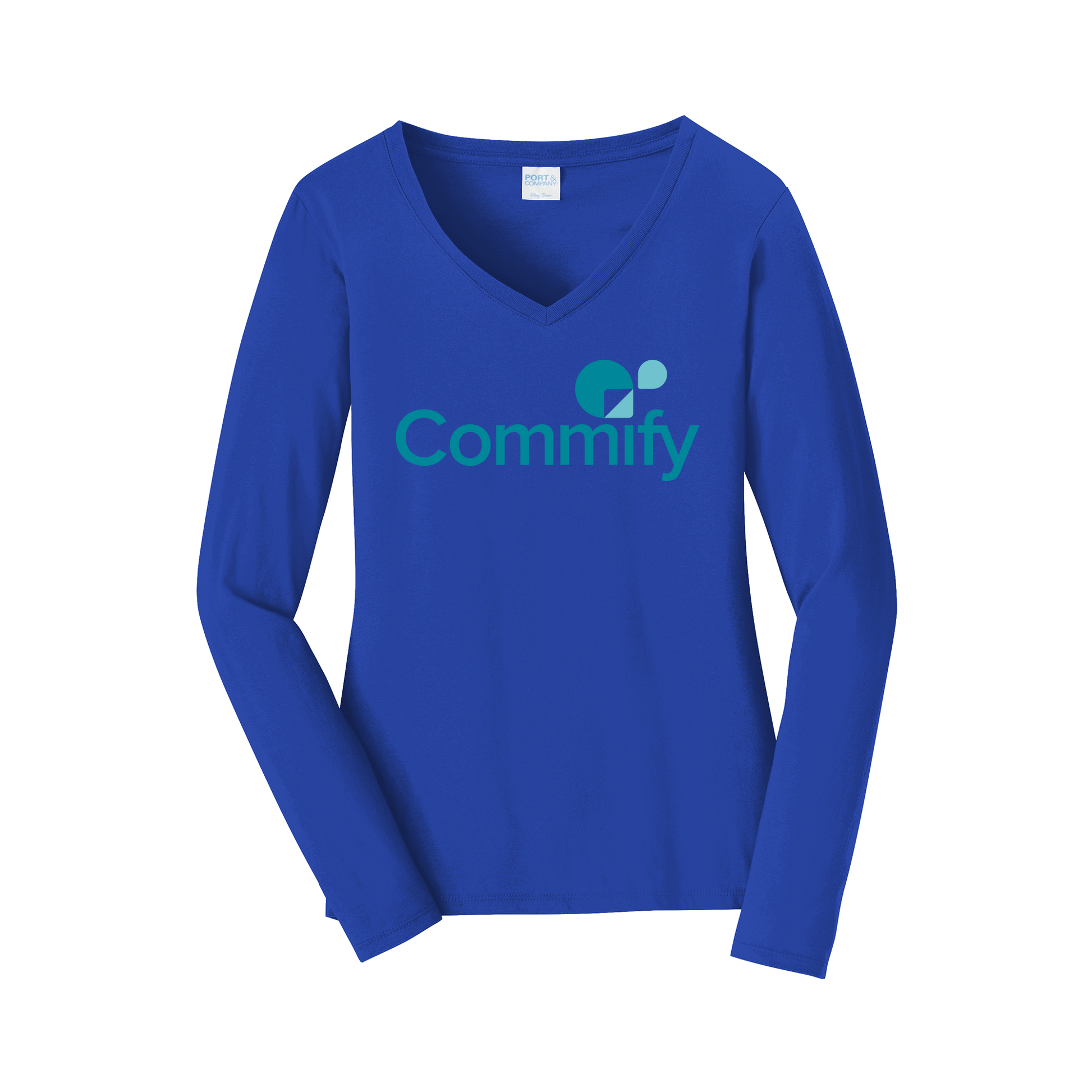 commify-womens-long-sleeve-v-neck-dtf-front-LPC450VLS-trueroyal-flat-front