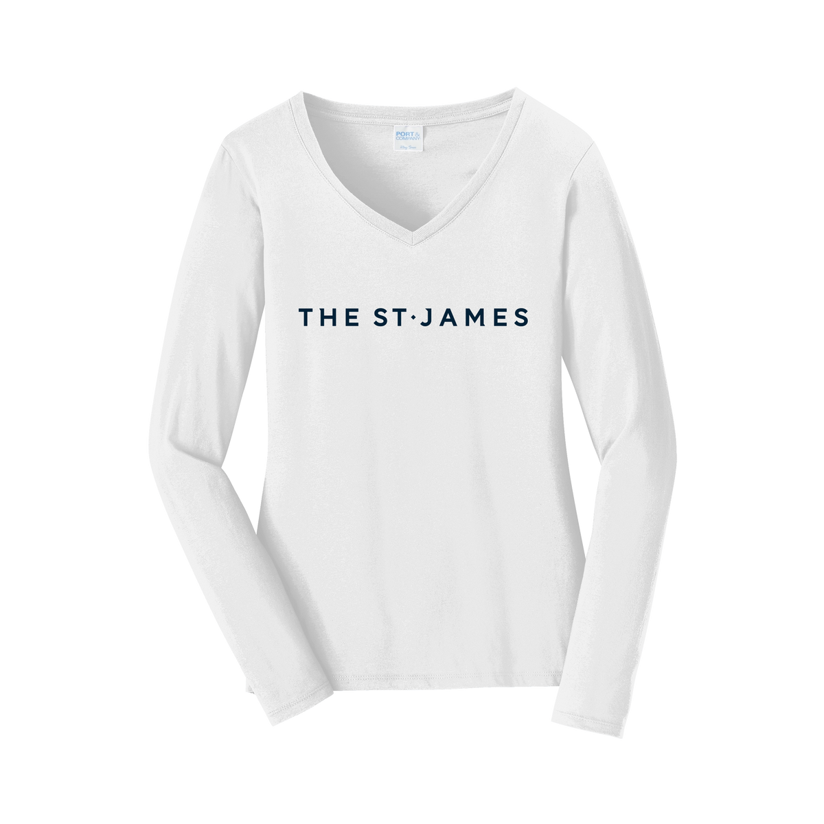 thestjames-womens-long-sleeve-v-neck-dtf-front-LPC450VLS-white-flat-front