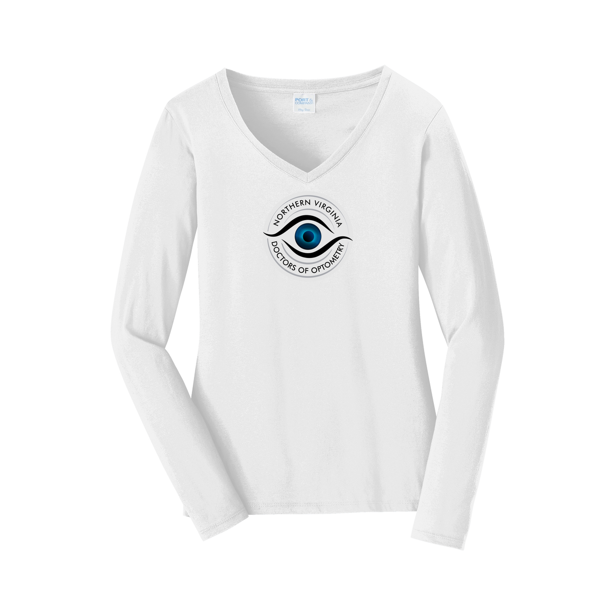 novaeyedocs-womens-long-sleeve-v-neck-dtf-front-LPC450VLS-white-flat-front