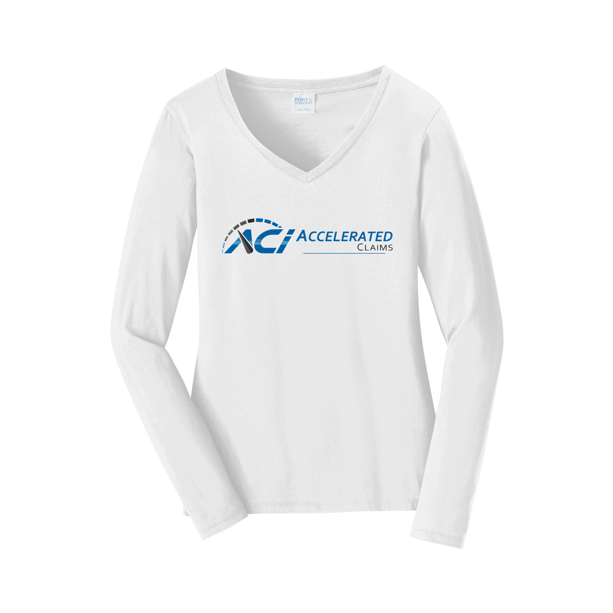 accelclaims-womens-long-sleeve-v-neck-dtf-front-LPC450VLS-white-flat-front