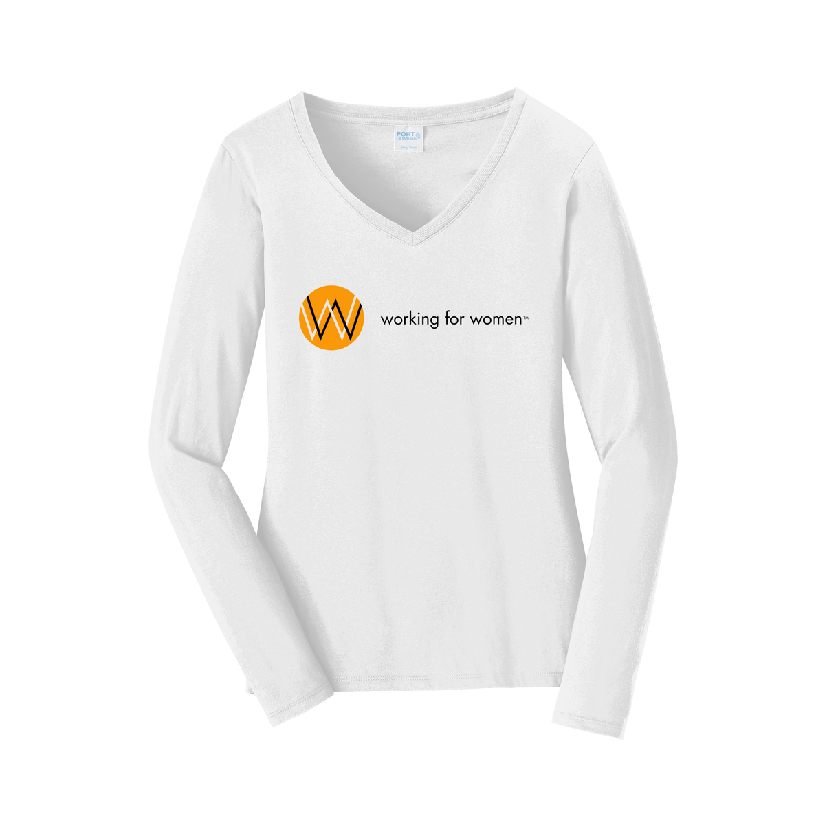 workingforwomen-womens-long-sleeve-v-neck-dtf-front-LPC450VLS-white-flat-front