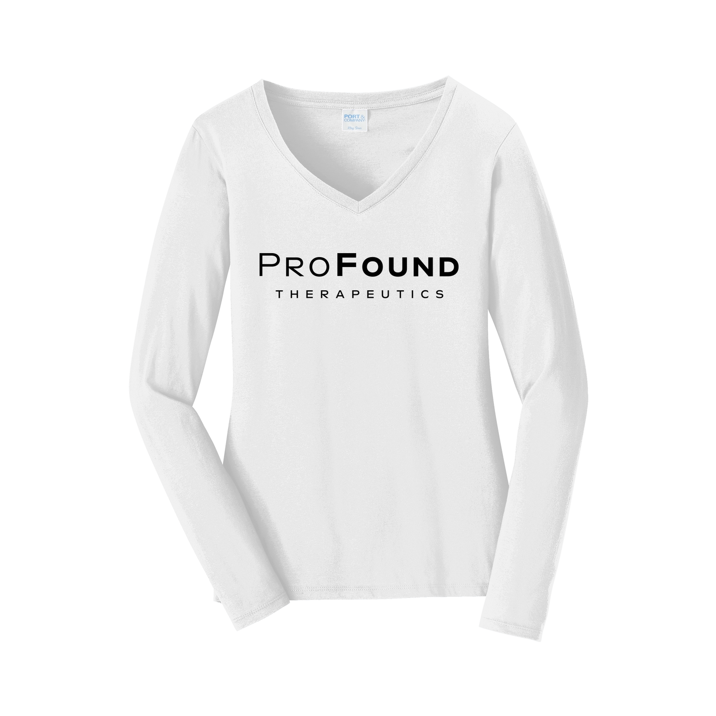 profoundtx-womens-long-sleeve-v-neck-dtf-front-LPC450VLS-white-flat-front