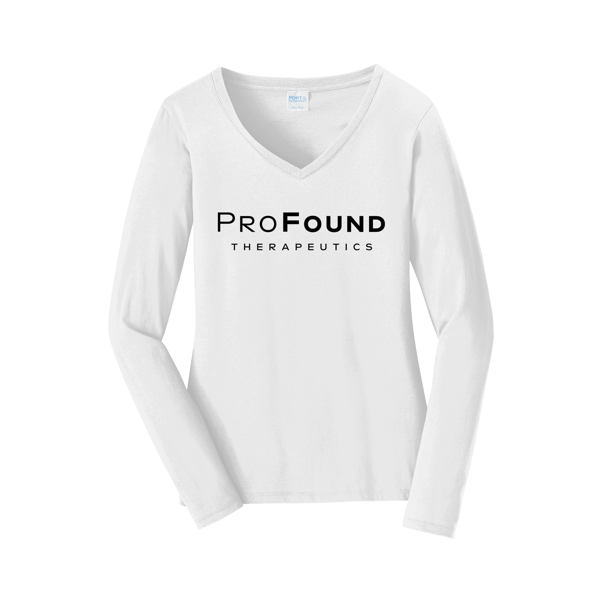 profoundtx-womens-long-sleeve-v-neck-dtf-front-LPC450VLS-white-flat-front