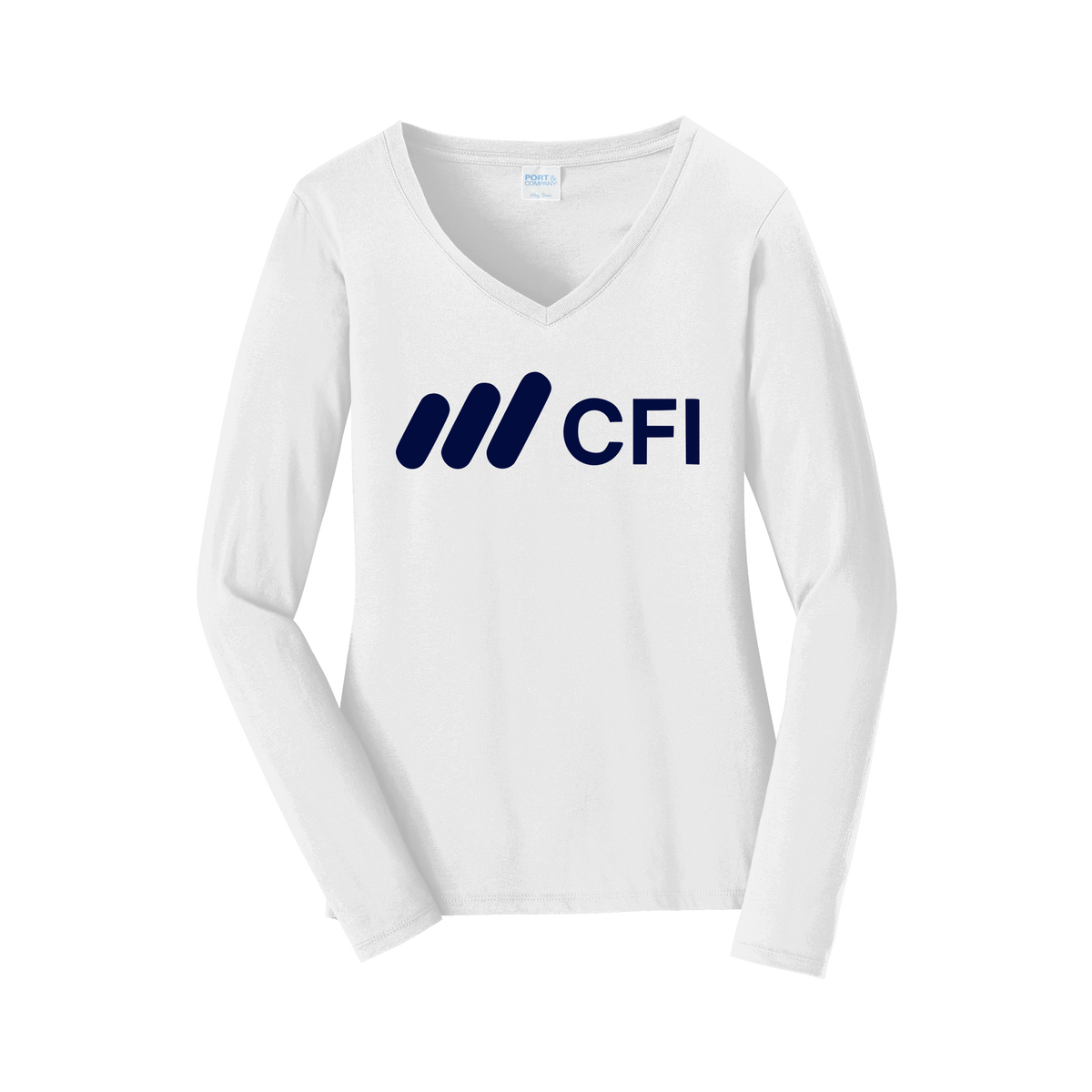 corporatefinanceinstitute-womens-long-sleeve-v-neck-dtf-front-LPC450VLS-white-flat-front