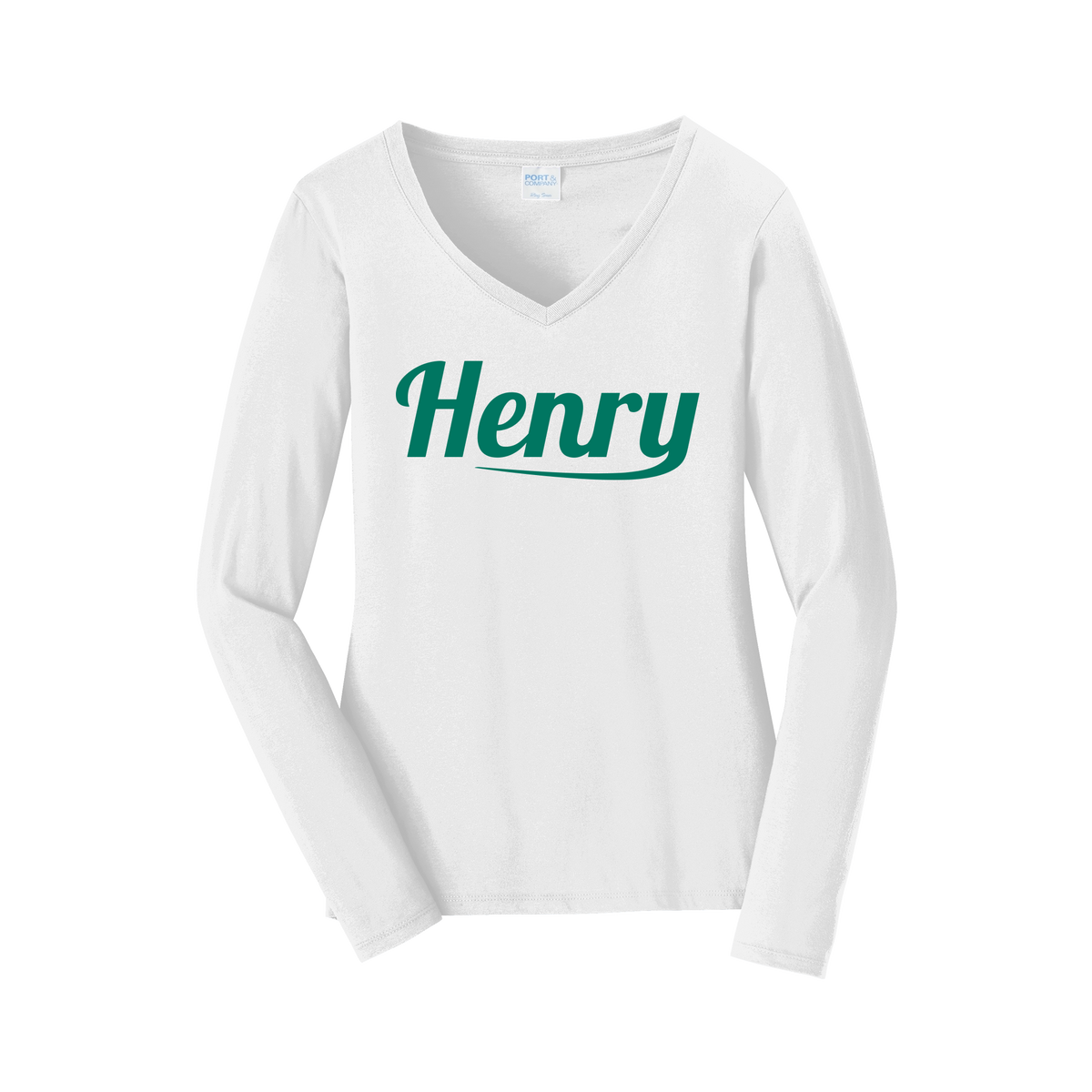 henrymeds-womens-long-sleeve-v-neck-dtf-front-LPC450VLS-white-flat-front