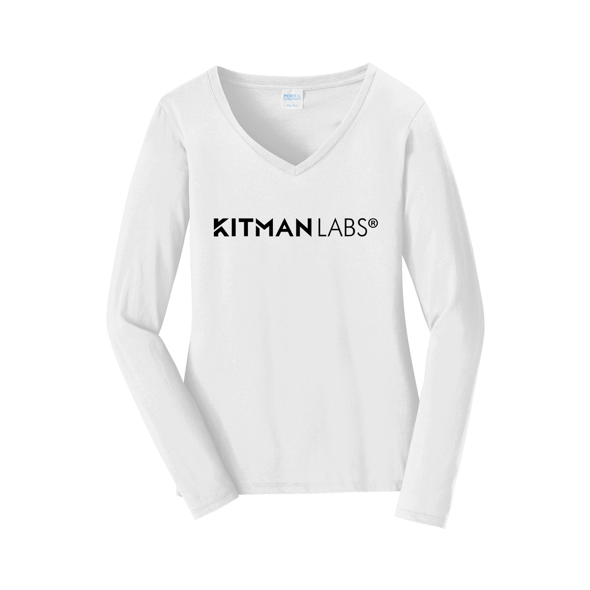 kitmanlabs-womens-long-sleeve-v-neck-dtf-front-LPC450VLS-white-flat-front