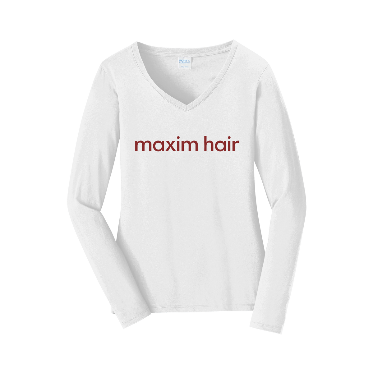 maximhairrestoration-womens-long-sleeve-v-neck-dtf-front-LPC450VLS-white-flat-front