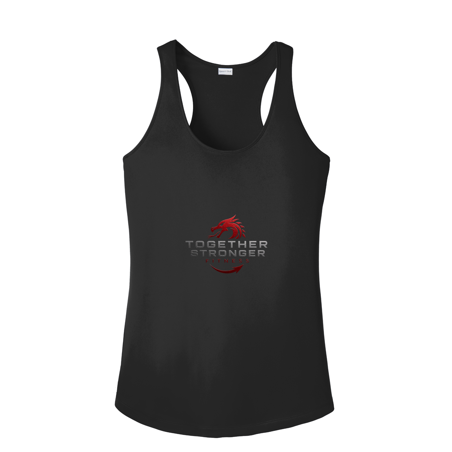togetherstrongerfitness-sport-tek-womens-posicharge-competitor-tank-dtf-front-LST356-black-flat-front