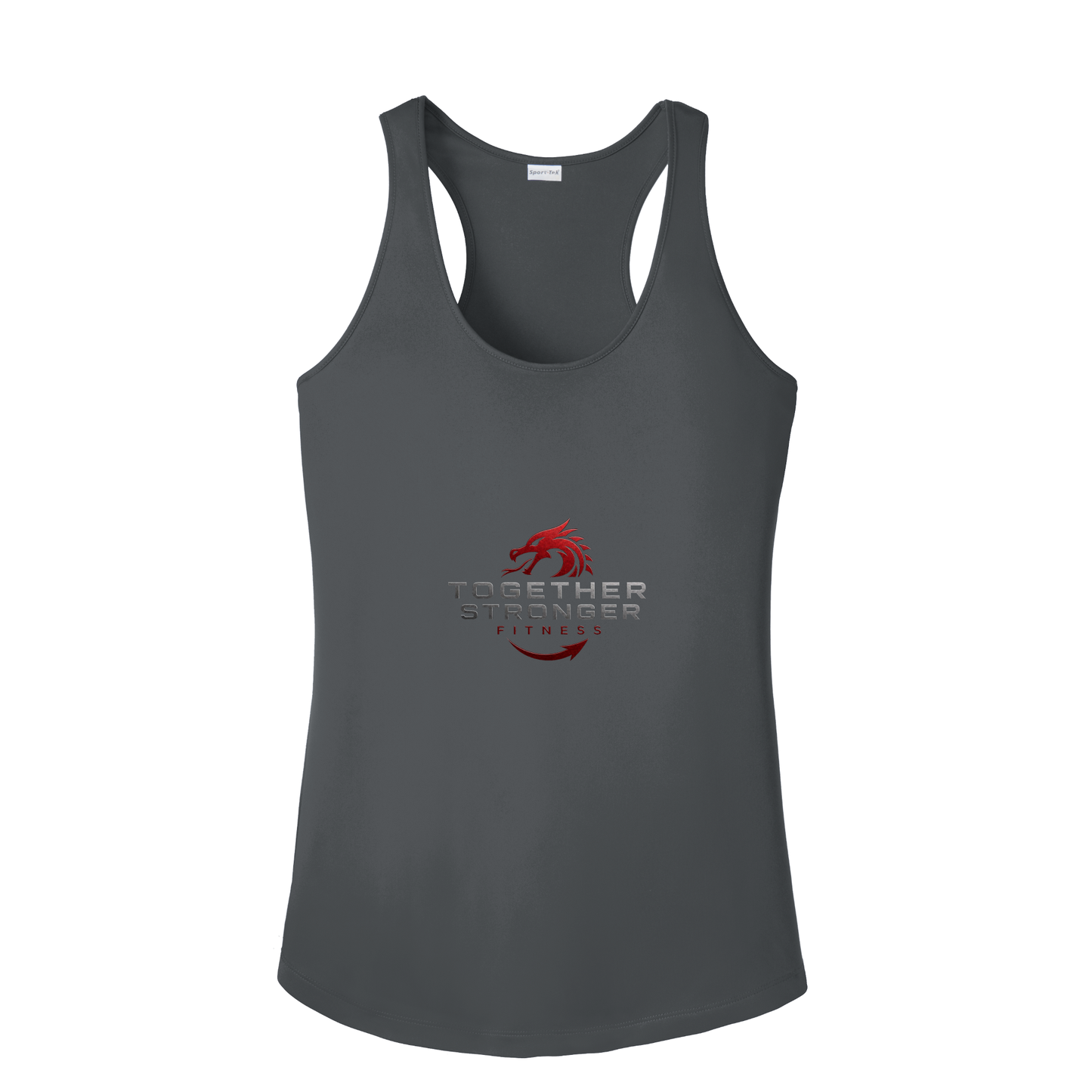 togetherstrongerfitness-sport-tek-womens-posicharge-competitor-tank-dtf-front-LST356-irongrey-flat-front
