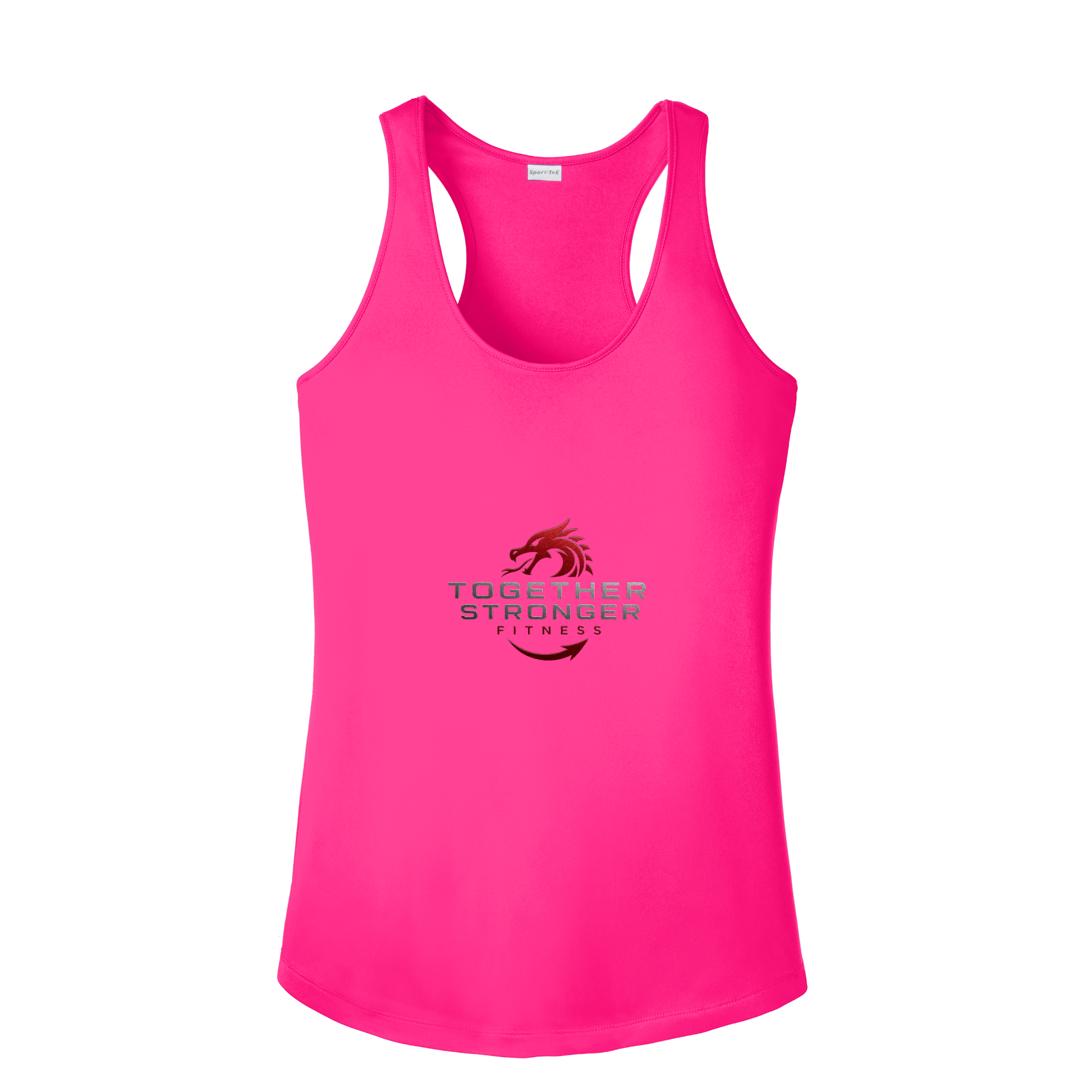 togetherstrongerfitness-sport-tek-womens-posicharge-competitor-tank-dtf-front-LST356-neonpink-flat-front