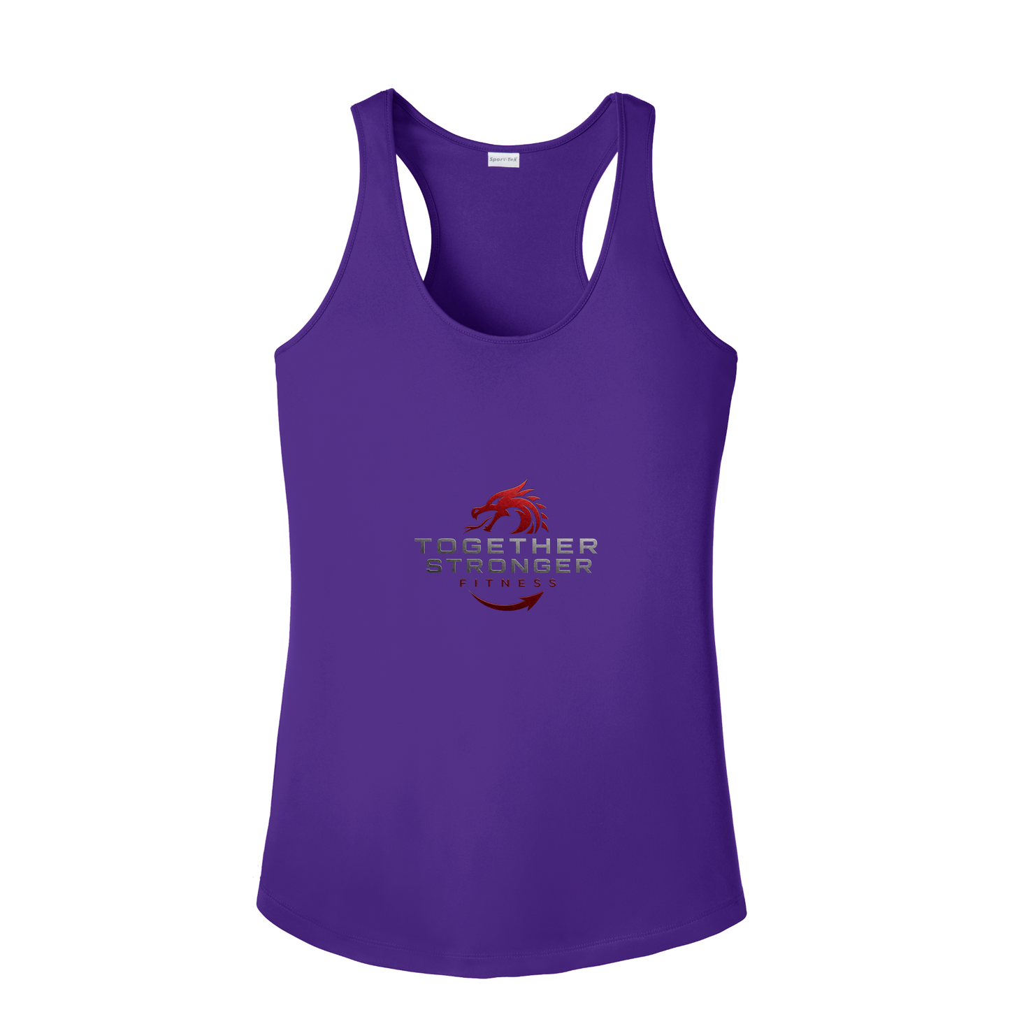 togetherstrongerfitness-sport-tek-womens-posicharge-competitor-tank-dtf-front-LST356-purple-flat-front