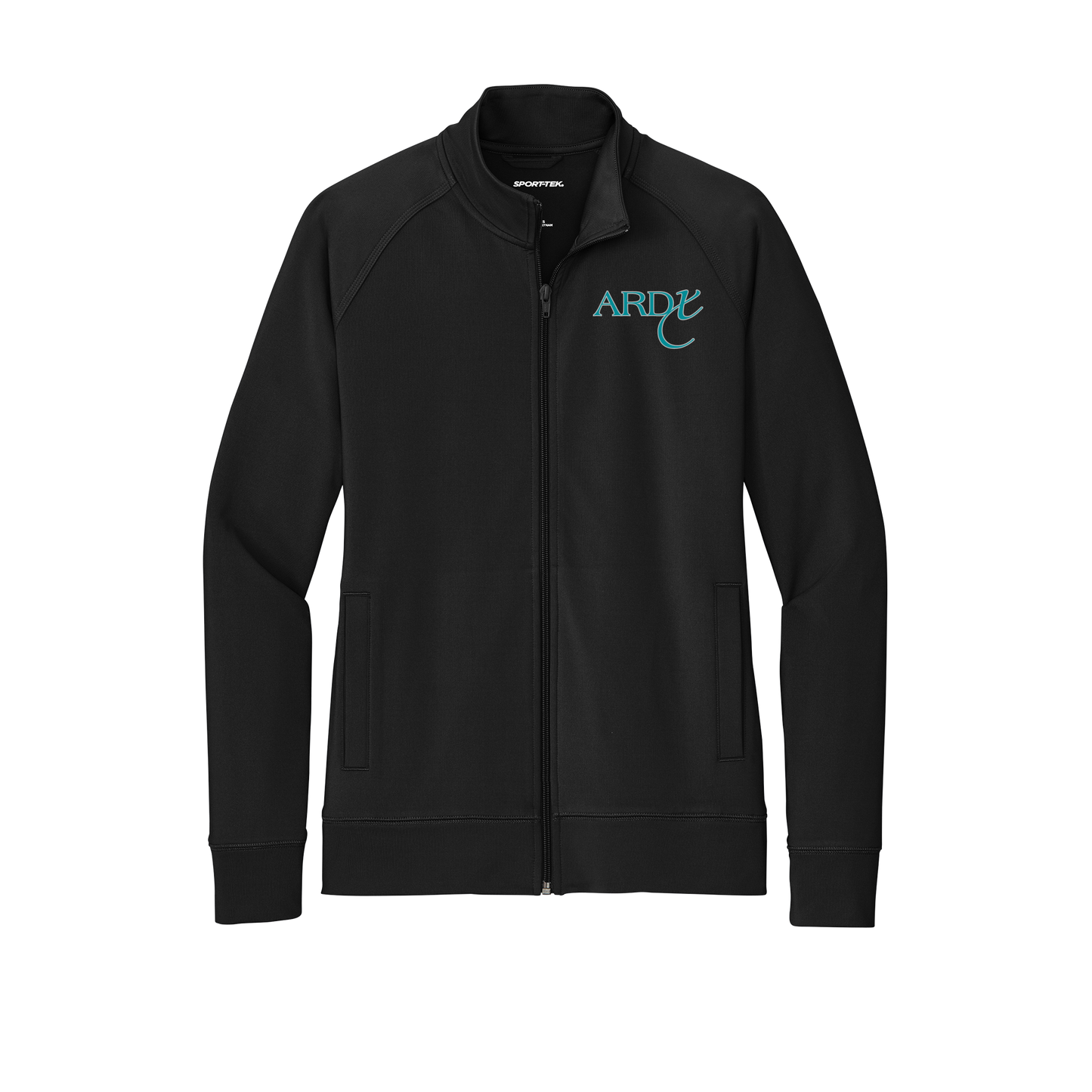ardx-sport-tek-womens-cadet-jacket-embroidery-leftchest-LST857-black-flat-front