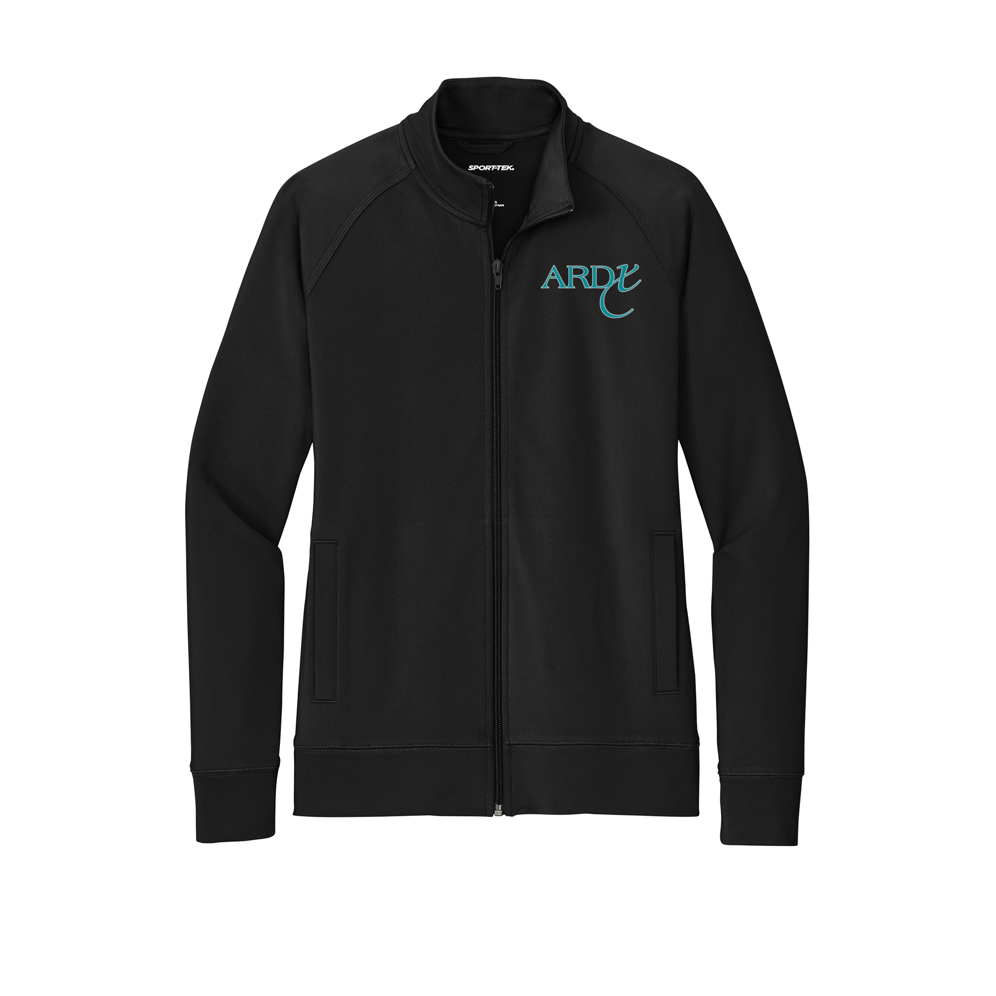 ardx-sport-tek-womens-cadet-jacket-embroidery-leftchest-LST857-black-flat-front
