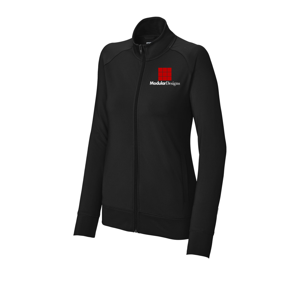 modulardesignsflooring-sport-tek-womens-cadet-jacket-embroidery-leftchest-LST857-black-flat-front