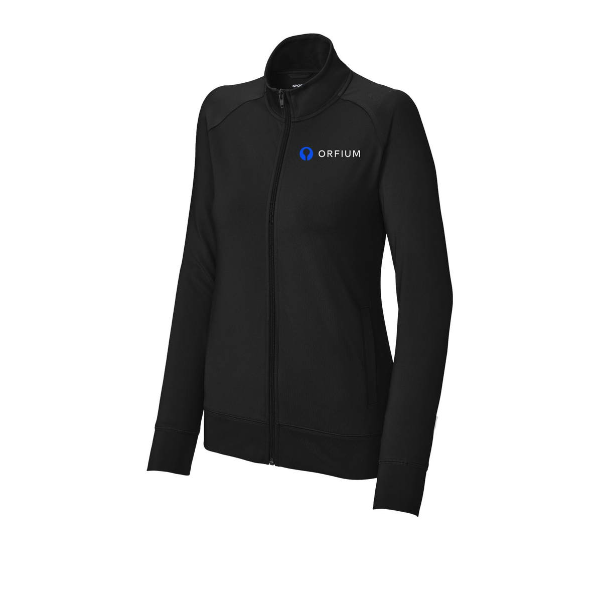 orfium-sport-tek-womens-cadet-jacket-embroidery-leftchest-LST857-black-flat-front