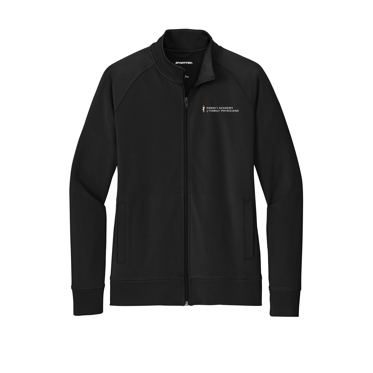 hafp-sport-tek-womens-cadet-jacket-embroidery-leftchest-LST857-black-flat-front
