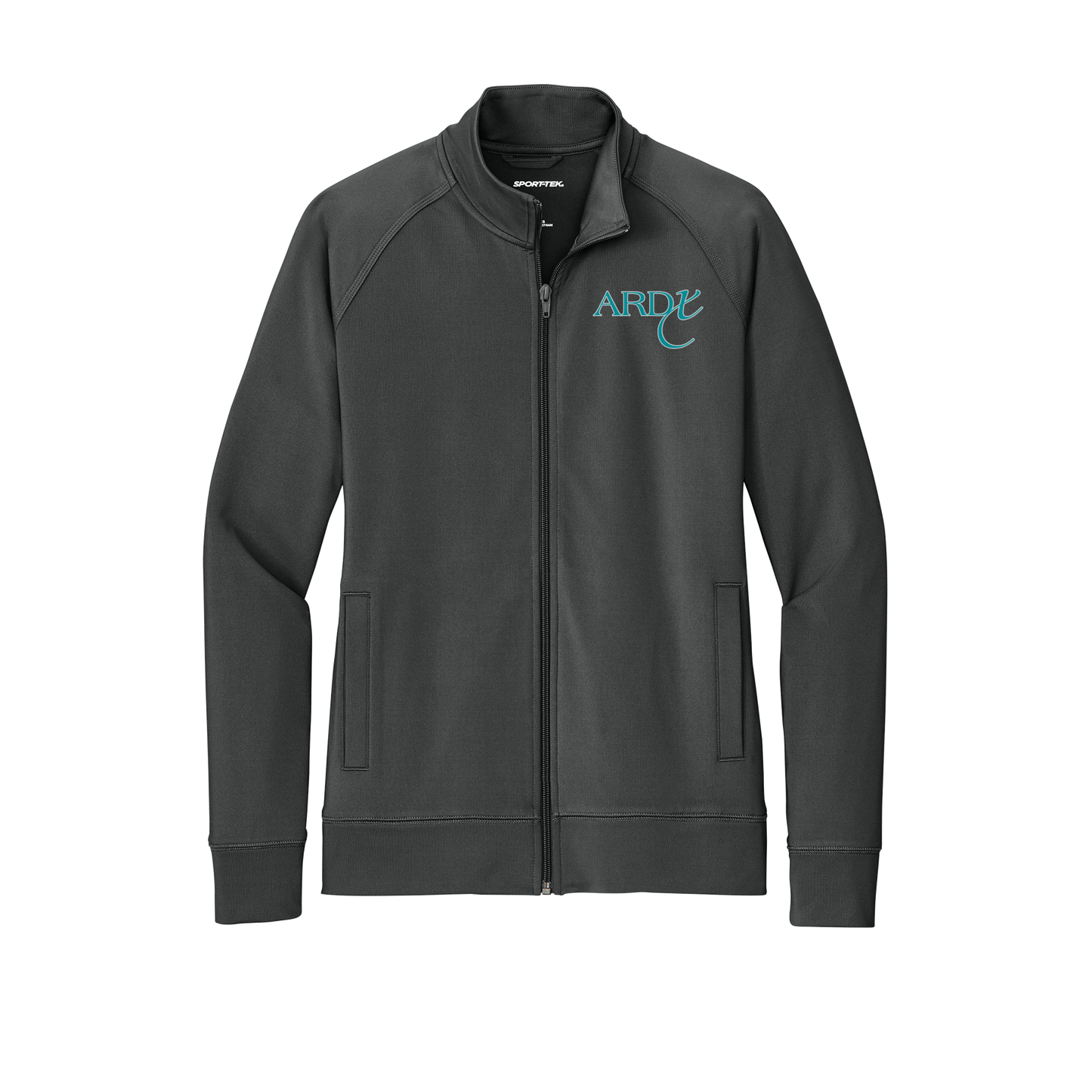 ardx-sport-tek-womens-cadet-jacket-embroidery-leftchest-LST857-charcoalgrey-flat-front