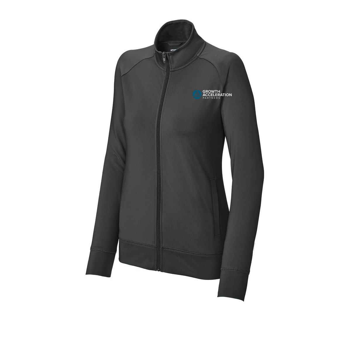 growthaccelerationpartners-sport-tek-womens-cadet-jacket-embroidery-leftchest-LST857-charcoalgrey-flat-front