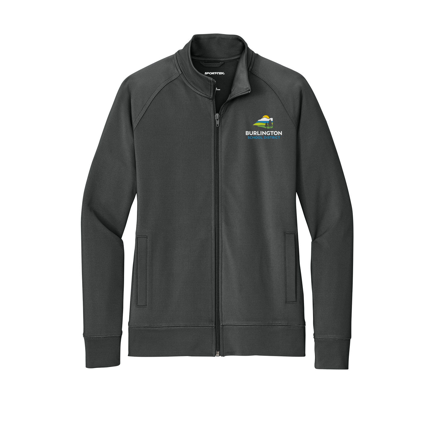 bsdvt-sport-tek-womens-cadet-jacket-embroidery-leftchest-LST857-charcoalgrey-flat-front