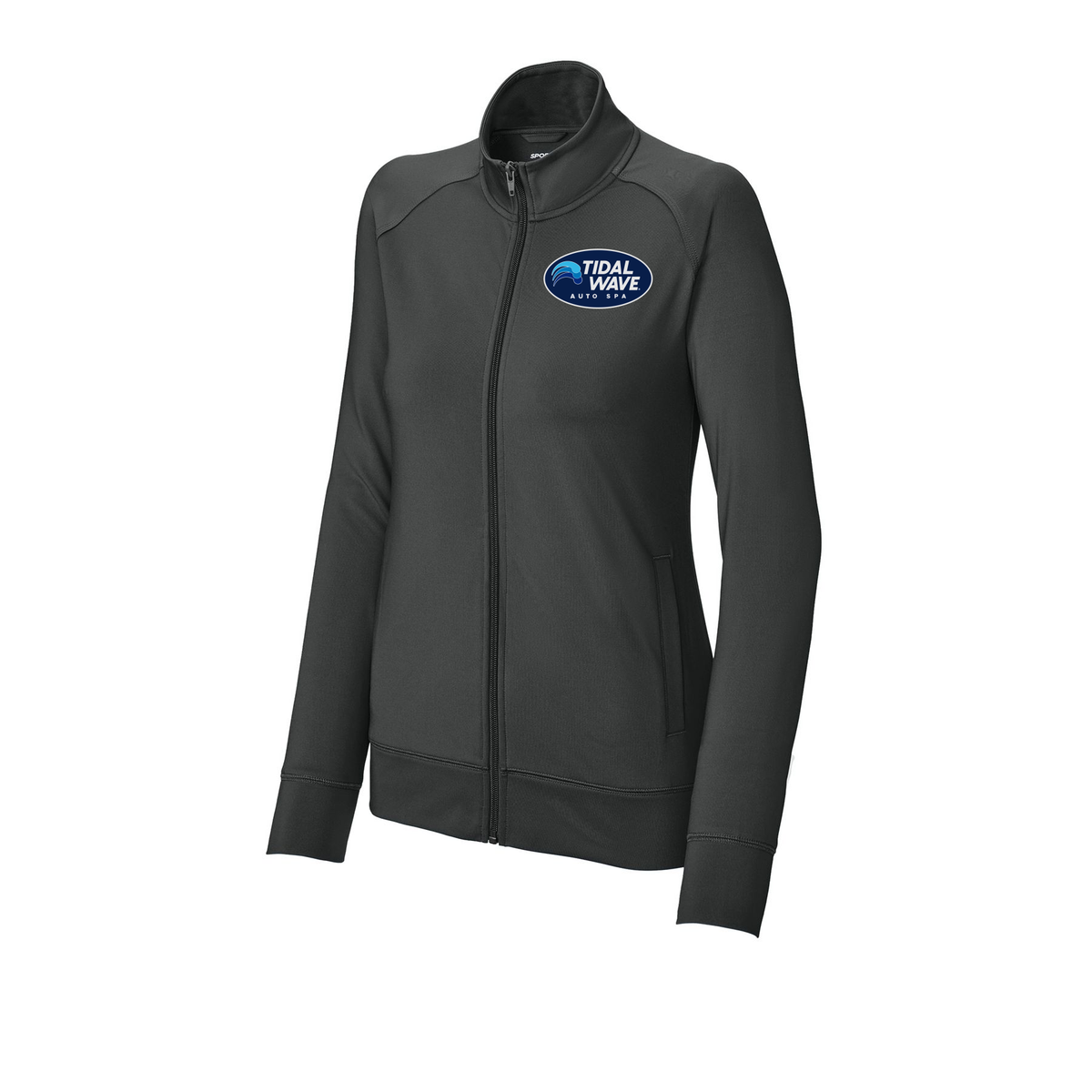tidalwaveautospa-sport-tek-womens-cadet-jacket-embroidery-leftchest-LST857-charcoalgrey-flat-front