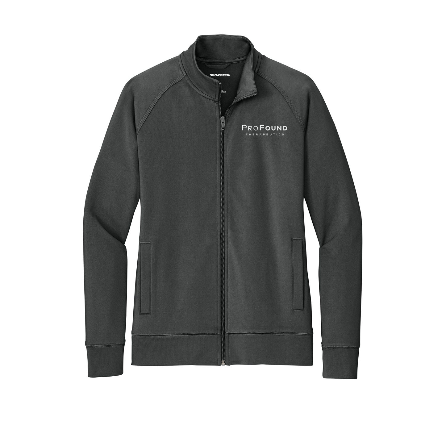 profoundtx-sport-tek-womens-cadet-jacket-embroidery-leftchest-LST857-charcoalgrey-flat-front