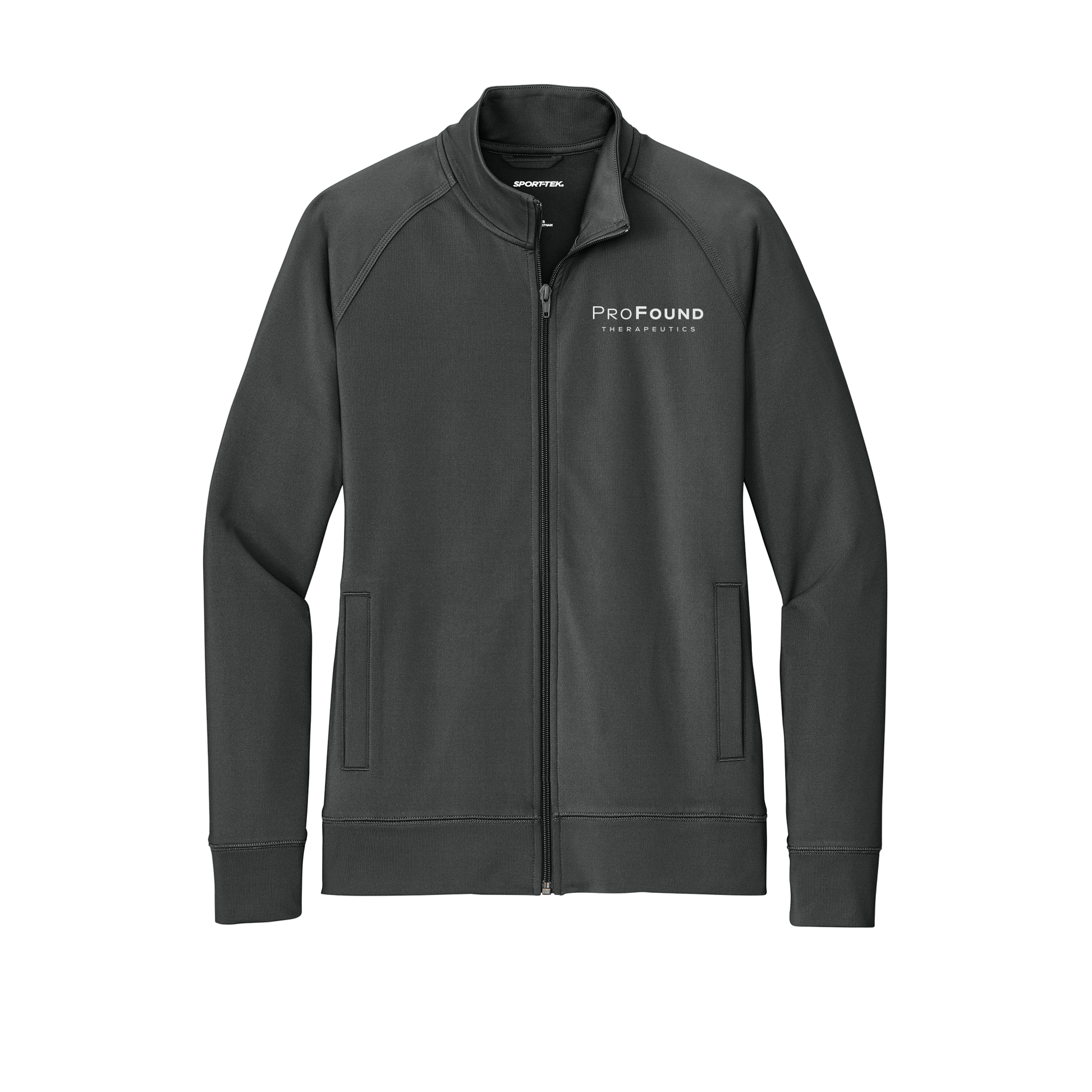 profoundtx-sport-tek-womens-cadet-jacket-embroidery-leftchest-LST857-charcoalgrey-flat-front