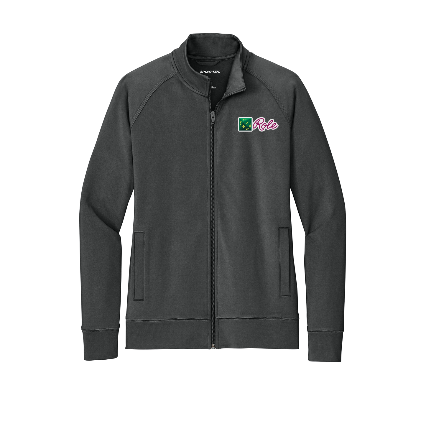 cinemarole-sport-tek-womens-cadet-jacket-embroidery-leftchest-LST857-charcoalgrey-flat-front