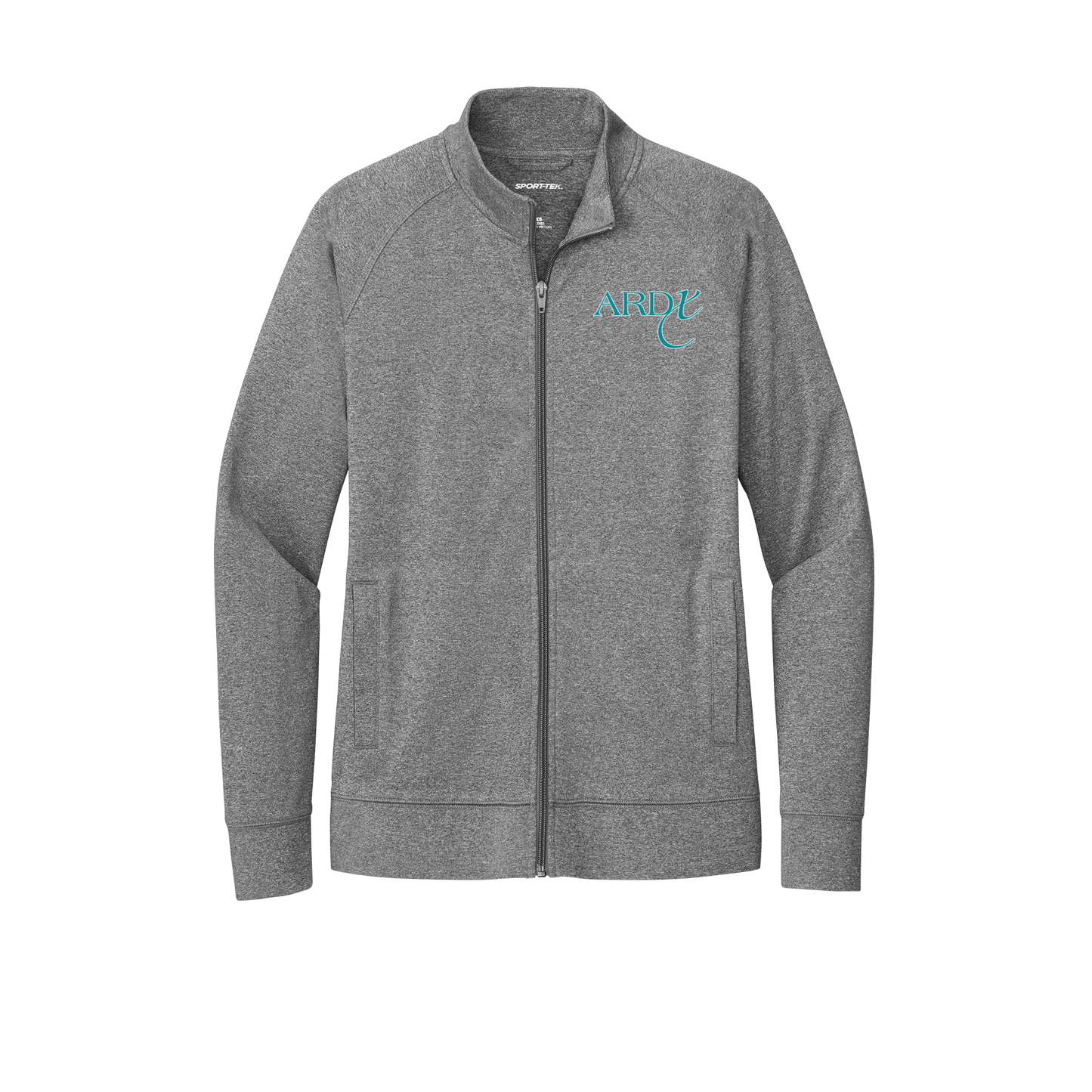 ardx-sport-tek-womens-cadet-jacket-embroidery-leftchest-LST857-charcoalgreyheather-flat-front