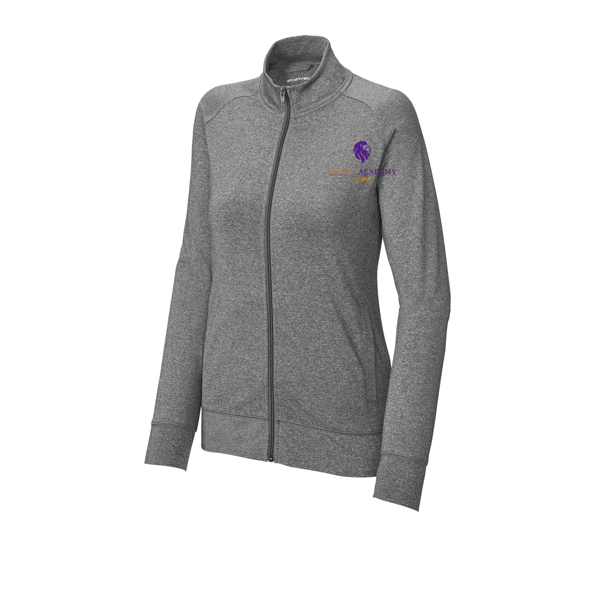 cahazleton-sport-tek-womens-cadet-jacket-embroidery-leftchest-LST857-charcoalgreyheather-flat-front