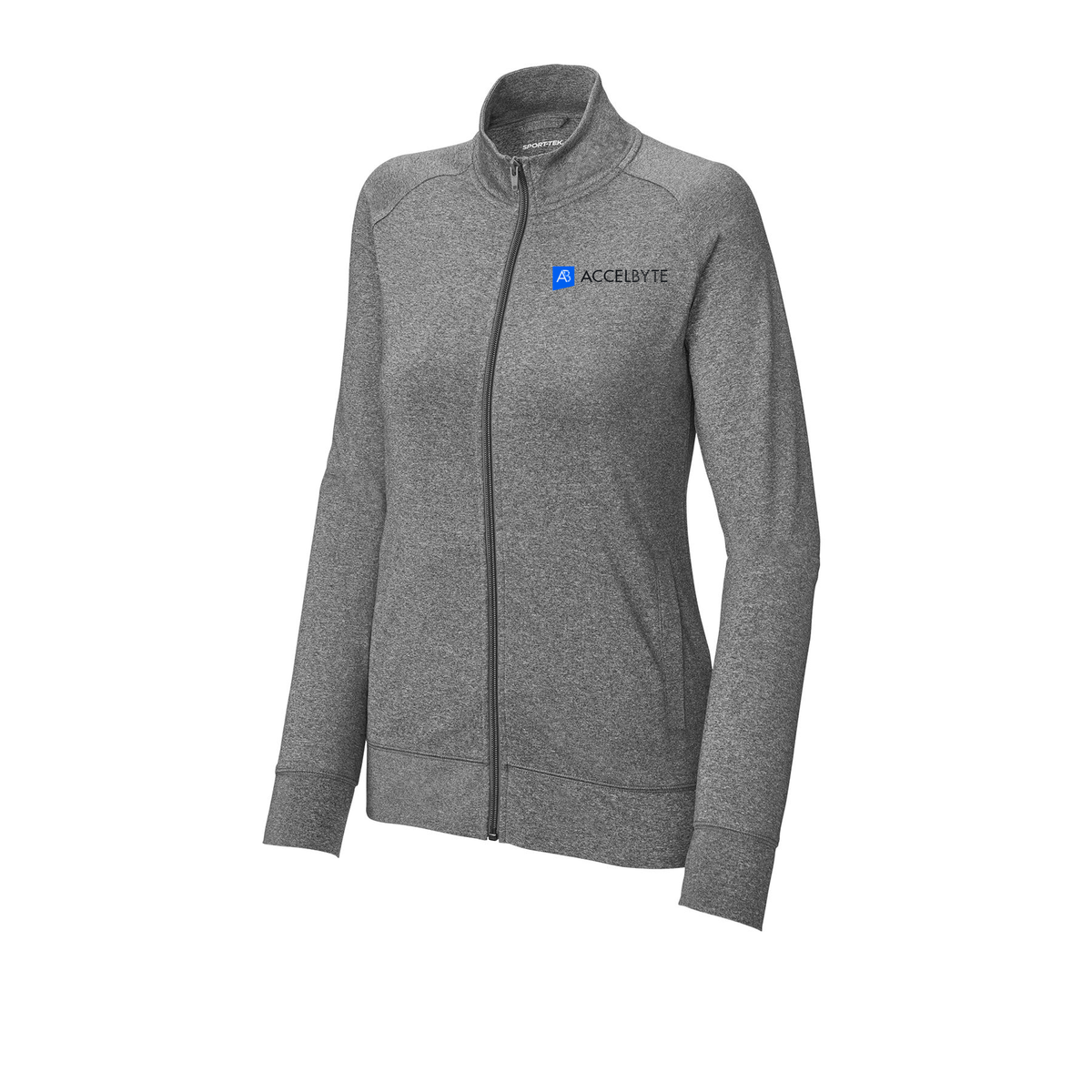 accelbyte-sport-tek-womens-cadet-jacket-embroidery-leftchest-LST857-charcoalgreyheather-flat-front