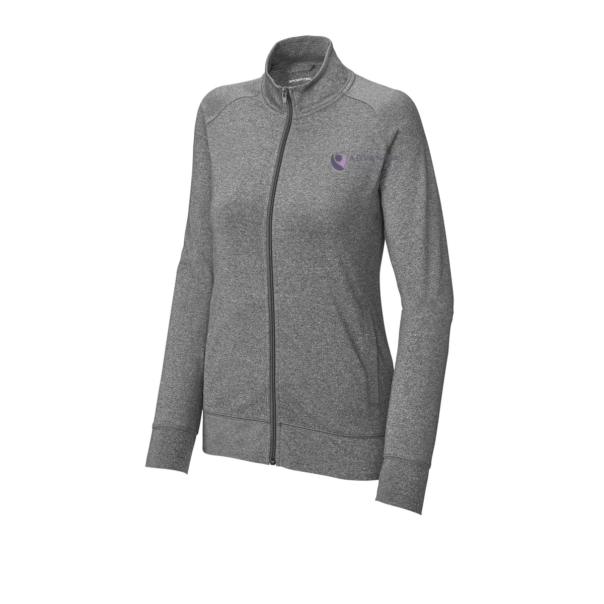 advantiahealth-sport-tek-womens-cadet-jacket-embroidery-leftchest-LST857-charcoalgreyheather-flat-front