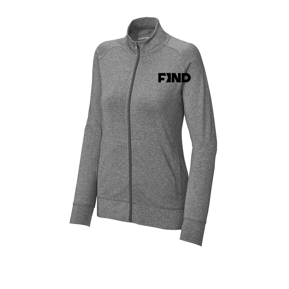findrealestate-sport-tek-womens-cadet-jacket-embroidery-leftchest-LST857-charcoalgreyheather-flat-front