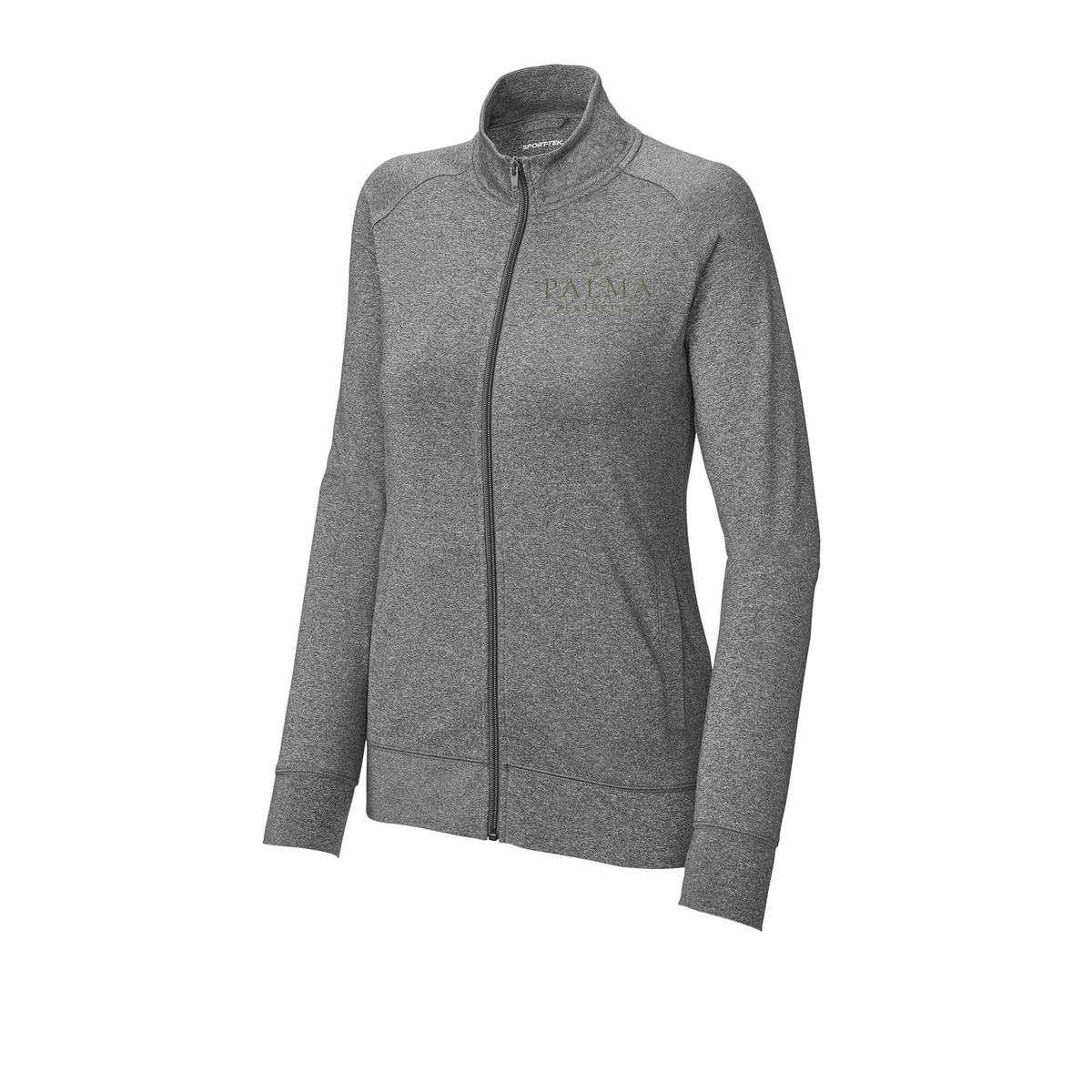 palmaaesthetics-sport-tek-womens-cadet-jacket-embroidery-leftchest-LST857-charcoalgreyheather-flat-front
