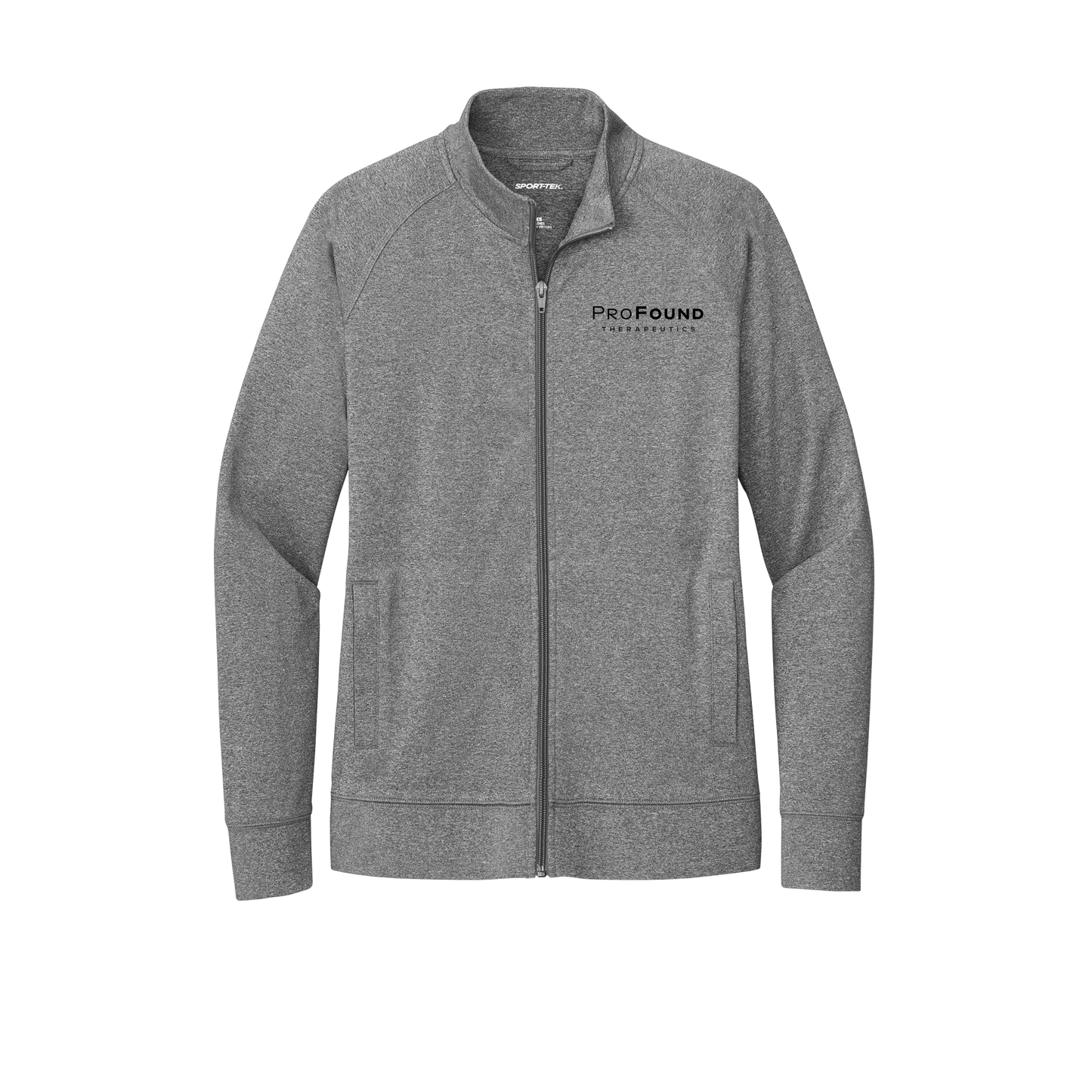 profoundtx-sport-tek-womens-cadet-jacket-embroidery-leftchest-LST857-charcoalgreyheather-flat-front