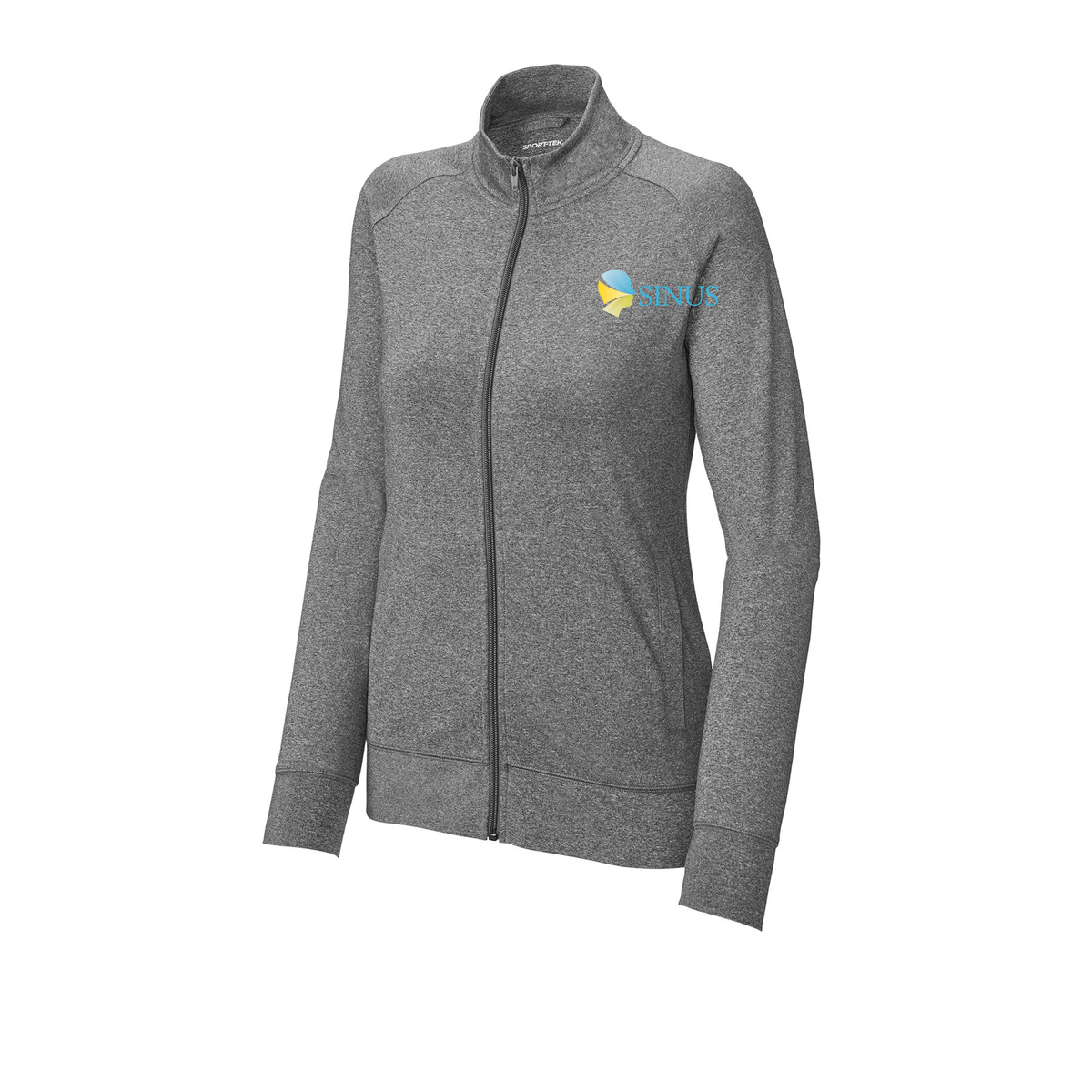 americansinus-sport-tek-womens-cadet-jacket-embroidery-leftchest-LST857-charcoalgreyheather-flat-front
